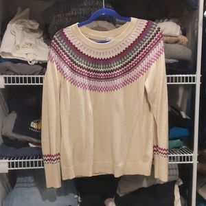 Cream and purple fair isle sweater